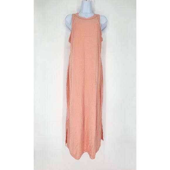 Ophelia Roe Peach Ribbed Tank Maxi Dress Women's Size Large - Picture 7 of 8